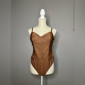 Brown body suit